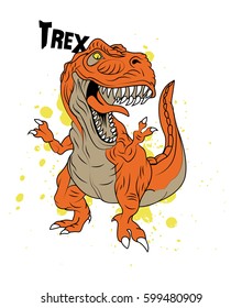 A Vector Art Trex Dinosaur On White Background