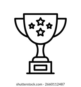 Arte vectorial del icono del trofeo con las estrellas, aislado en el fondo blanco