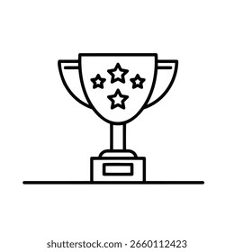 Vector art of trophy with stars icon isolated on white background