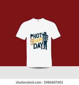 Arte vectorial, diseño de la camiseta, diseño de la camiseta del día del fotógrafo mundial