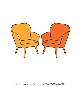 Vector art of two comfortable armchairs facing each other