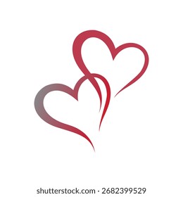 Vektorkunst zweier miteinander verflochtener Herzen für Liebe und Romantik