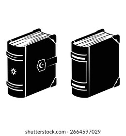 Vector art of two old books isolated on white background