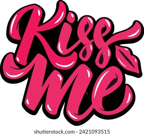 it is a vector art or typography of kiss me text for valentines day 