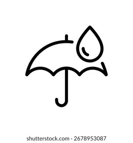 Arte vectorial del paraguas con el icono de la gota de agua para la Ilustración vectorial del icono de la línea del pronóstico del Clima