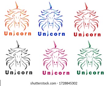Vector art of unicorn, best as minimalist logo. Editable eps available