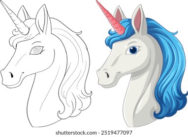 Vector art of a unicorn head