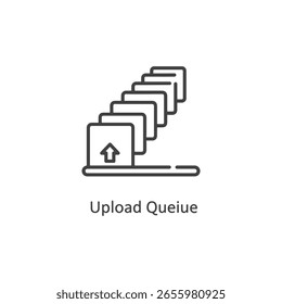 Vector art of upload queue icon showing files waiting to be transferred