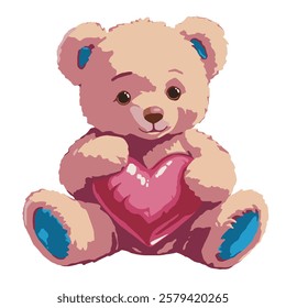 vector art valentines day bear heart 01