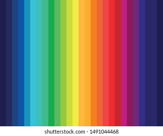 Vector art with vertical stripes with gradient color chart, with blue, green, yellow, orange, lilac and purple