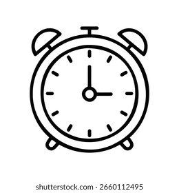 Vector art of vintage alarm clock with bells, isolated on white background