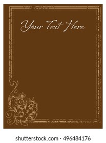 Vector Art of Vintage Graphic Design Card Template with Dark Brown Background