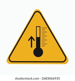 Arte vectorial de señal de advertencia de aumento de temperatura El triángulo amarillo presenta un termómetro con una flecha hacia arriba, lo que indica un peligro potencial
