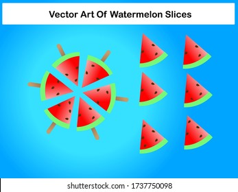 Vector art of water melon slice and water melon ice cream, editable eps File available	
