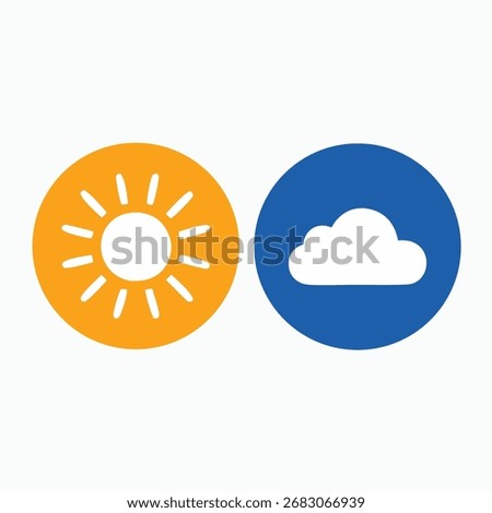 Vector art of weather forecast icon symbol of sun and cloud sunny and cloudy weather meteorology sign weather condition climate change vector illustration