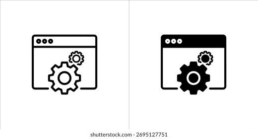 Vector art of web browser settings icon with gears