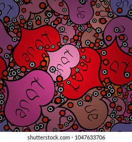 Vector. Art for web, print, fabric. Seamless pattern love pattern with nice lettering calligraphy text and hearts, doodles. Hand drawn illustration in cartoon style. Graphic on pink, red colors.