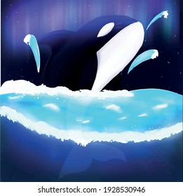 Arte vector ballena Salto de agua