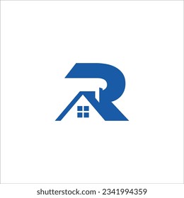 arte vectorial en fondo blanco logotipo inicial R con casa