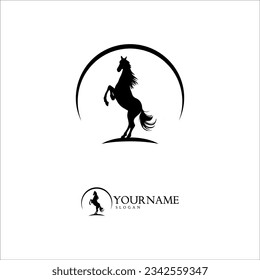 arte vectorial en el logotipo de fondo blanco caballo  