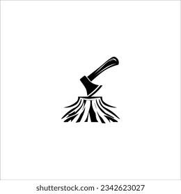vector art in white background logo axe wood 
