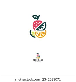 vector art in white background logo fruits simple 