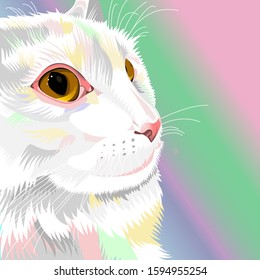 Vector art of a white cat named Lisa.