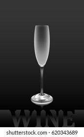 Vector art of wine glass on a black background. Vector objects are set in groups.