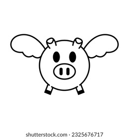 Vector art of winged pig, icon and graphic design, suitable for web logos and applications