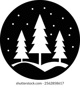 vector art winter forest icon 