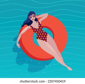 Vector art of woman chilling. Stay cool.