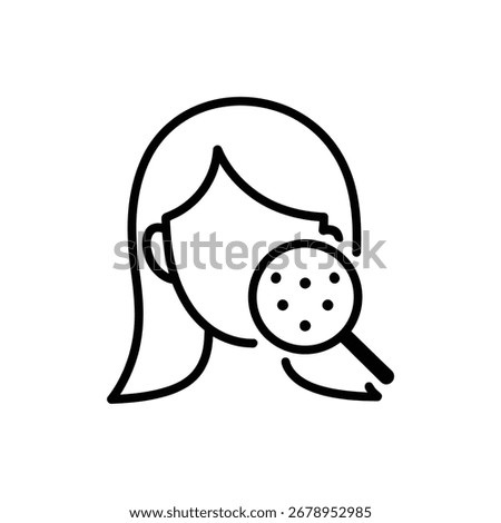 Vector art of woman with skin problem, dermatology concept line icon vector illustration