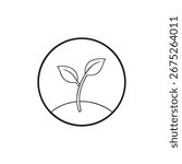 Vector art of young plant sprout growing from the ground