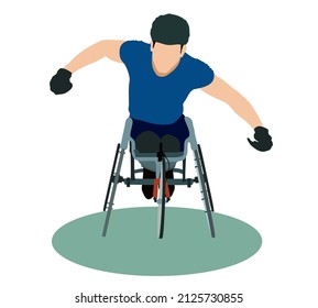 vector art of a young runner on a wheelchair