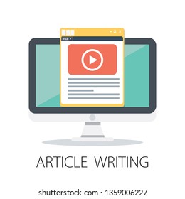vector article writing design concept, flat style with article news icon. vector Latest news
