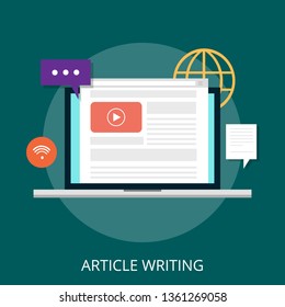vector article writing design concept, article blog, blogger, flat style with article news icon. vector Latest news