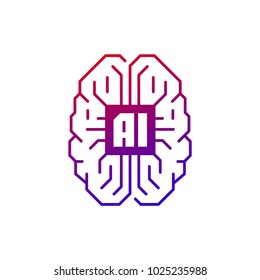 Vector Artificial Intelligence Brain Logo 