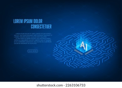 Vector artificial intelligence hardware concept. Giowing connection hologram brain. Technology abstract background.