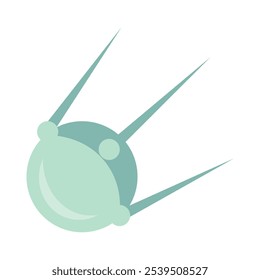 Vector artificial satellite element in a cartoon style. Exploration of the universe symbol. Wonders of the cosmos, astronomy science. The illustration is suitable for web design, online shop, print,