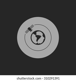 Vector artificial satellite in space, flat icon