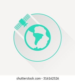 Vector artificial satellite in space, flat icon