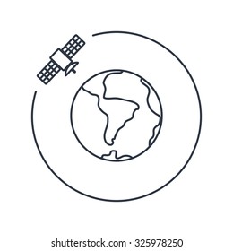 Vector artificial satellite in space, flat icon