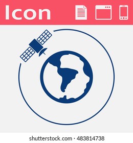 Vector artificial satellite in space, flat icon