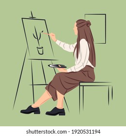 Vector artist in shadow of sharp lines style