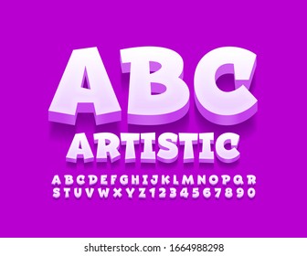 Vector Artistic Alphabet. Funny 3D Font. Creative Letters and Numbers set