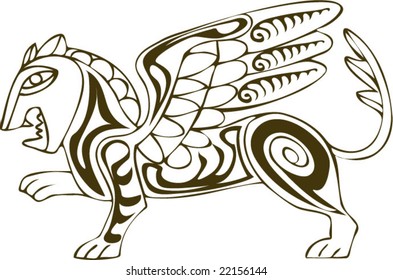 Vector of Artistic Animal Pattern from Ancient European Myth Fresco