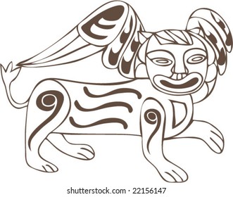 Vector of Artistic Animal Pattern from Ancient European Myth Fresco