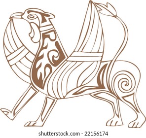 Vector of Artistic Animal Pattern from Ancient European Myth Fresco