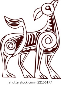 Vector of Artistic Animal Pattern from Ancient European Myth Fresco
