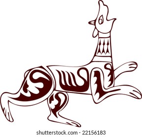 Vector of Artistic Animal Pattern from Ancient European Myth Fresco